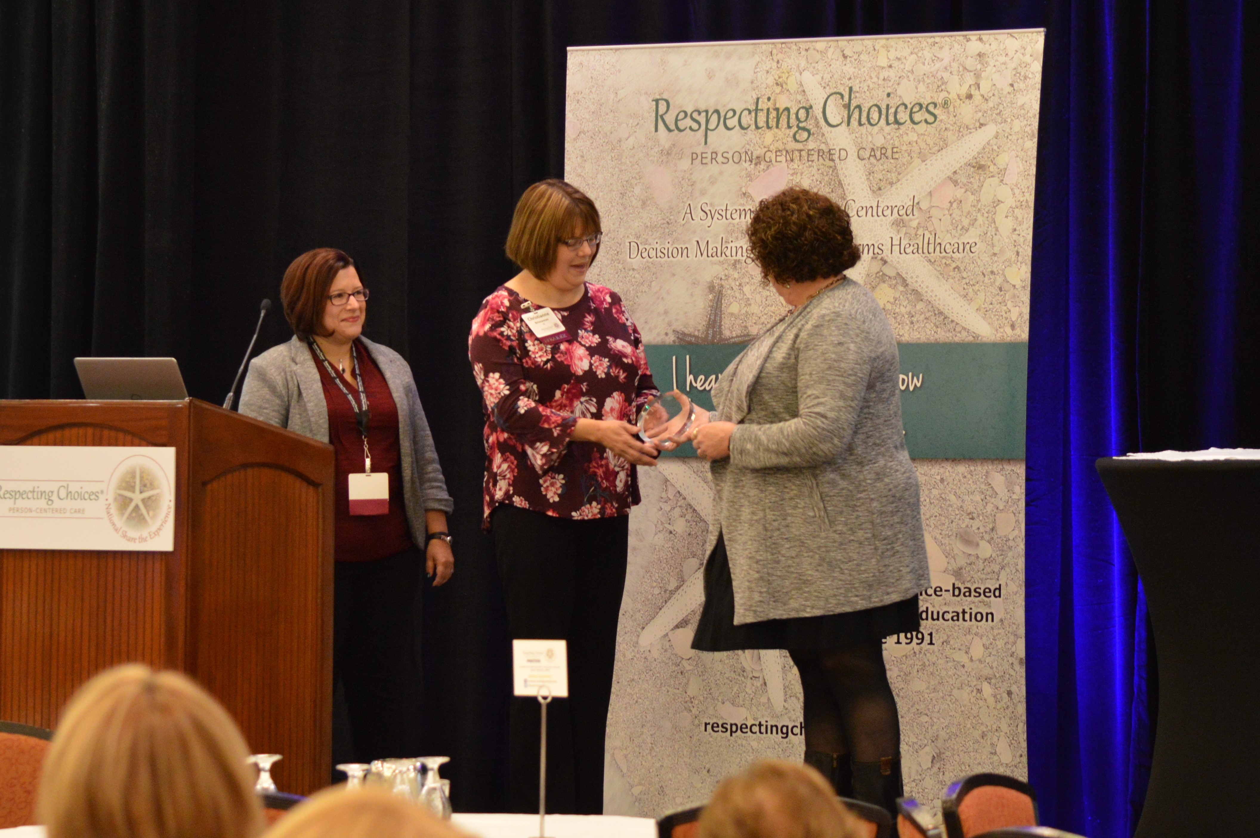 Excellence and Innovation in Interprofessional Communication (Honorable Mention) - Recipient: Parkview Health | Pictured L-R: Amy Spallinger, Chris Brinneman, Pat Tadel (RC)