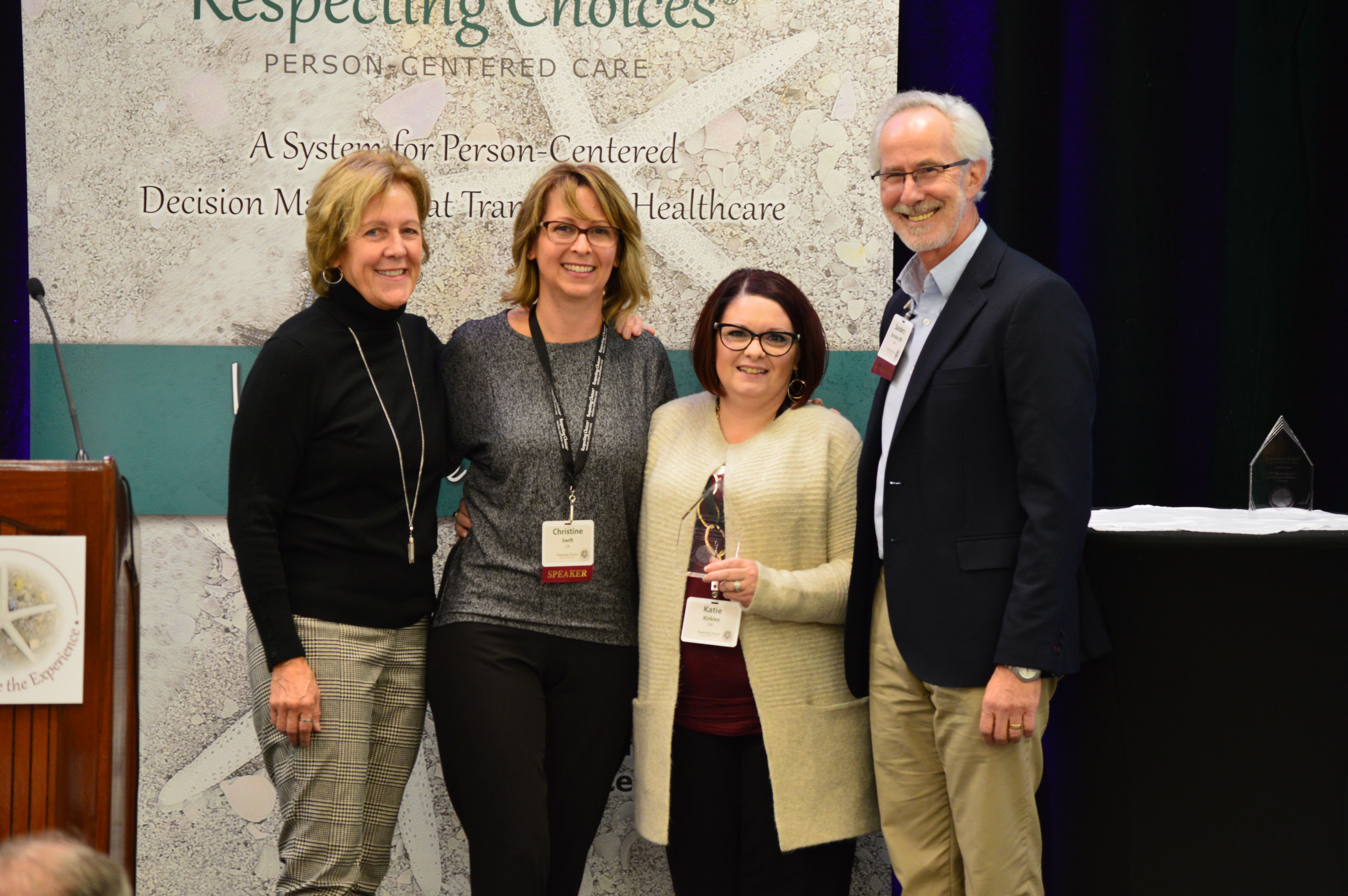 Excellence and Innovation in Community Engagement - Recipient: Community Regional Medical Centers’ Respecting Life Choices Team | Pictured from L-R: Linda Briggs (RC), Christine Swift, Katie Kirkley , Sanders Burstein (RC)